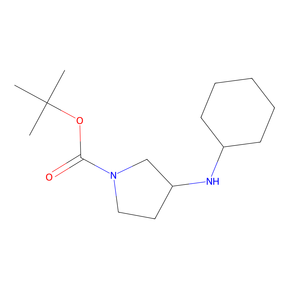 Tert-butyl 3-(cyclohexylamino)pyrrolidine-1-carboxylate molecular structure, CAS 1464091-48-2