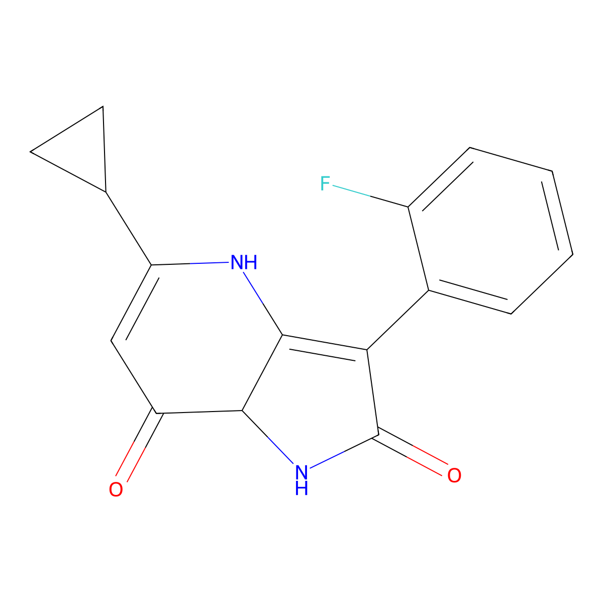 5-Cyclopropyl-3-(2-fluorophenyl)-1H-pyrrolo[3,2-B]pyridine-2,7(4H,7AH)-dione molecular structure, CAS 1464091-49-3