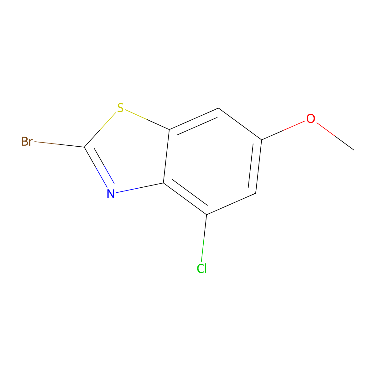 2-Bromo-4-chloro-6-methoxybenzothiazole molecular structure, CAS 1464091-50-6