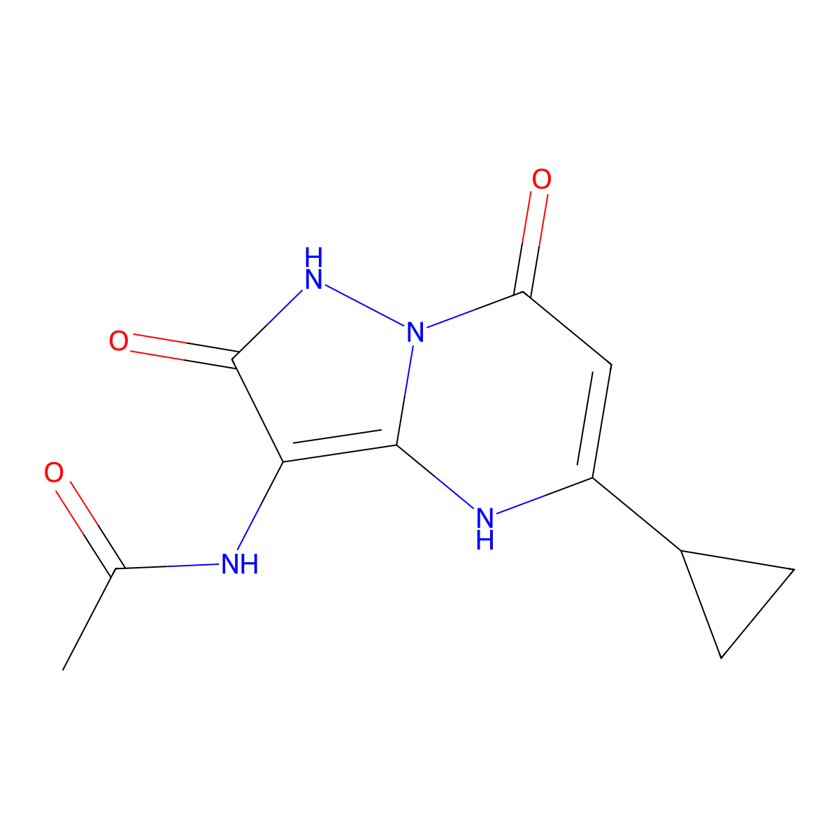 N-(5-Cyclopropyl-2,7-dioxo-1,2,4,7-tetrahydropyrazolo[1,5-A]pyrimidin-3-YL)acetamide molecular structure, CAS 1464091-55-1