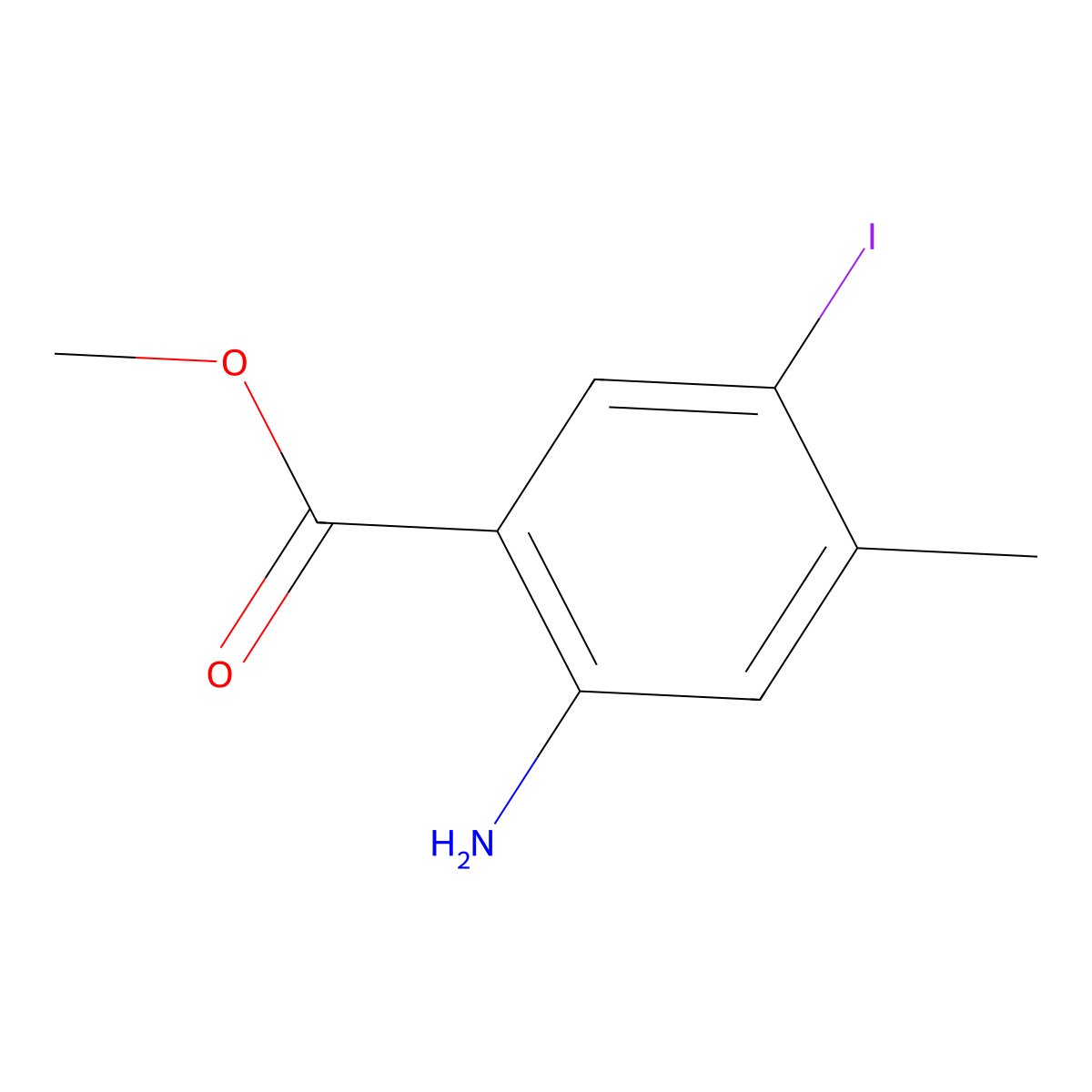Methyl 2-amino-5-iodo-4-methylbenzoate molecular structure, CAS 1464091-62-0