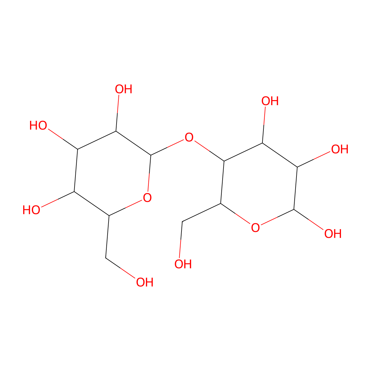 alpha-D-lactose molecular structure, CAS 14641-93-1