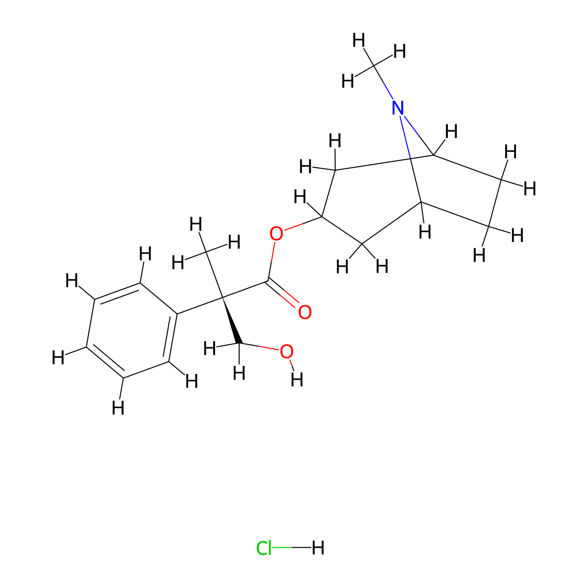 Levomepate hydrochloride molecular structure, CAS 14641-96-4