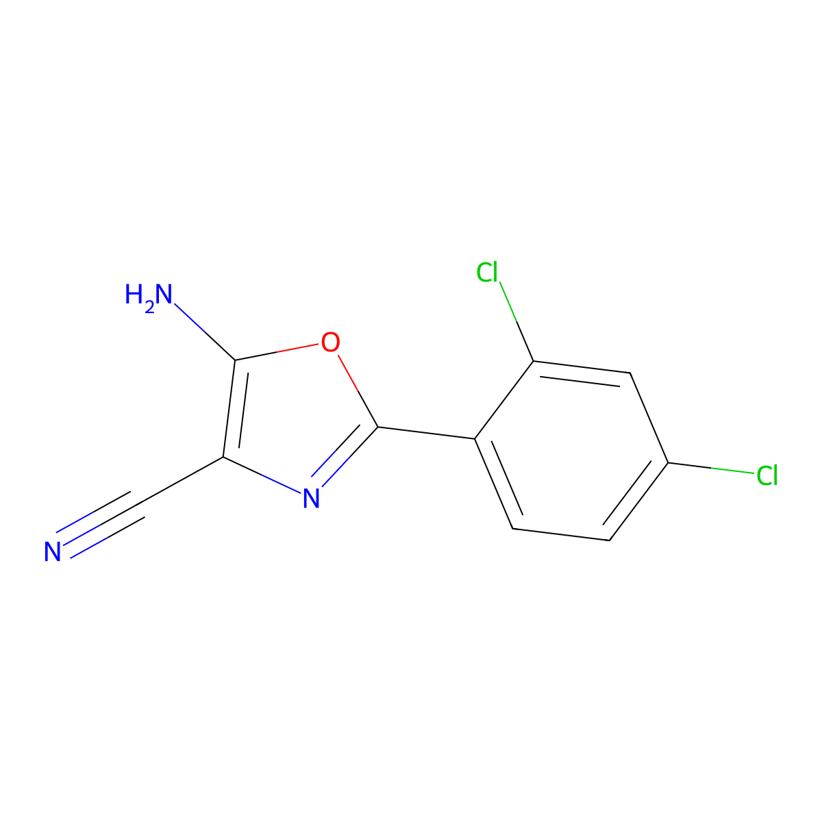 5-Amino-2-(2,4-dichlorophenyl)-1,3-oxazole-4-carbonitrile molecular structure, CAS 1464132-81-7