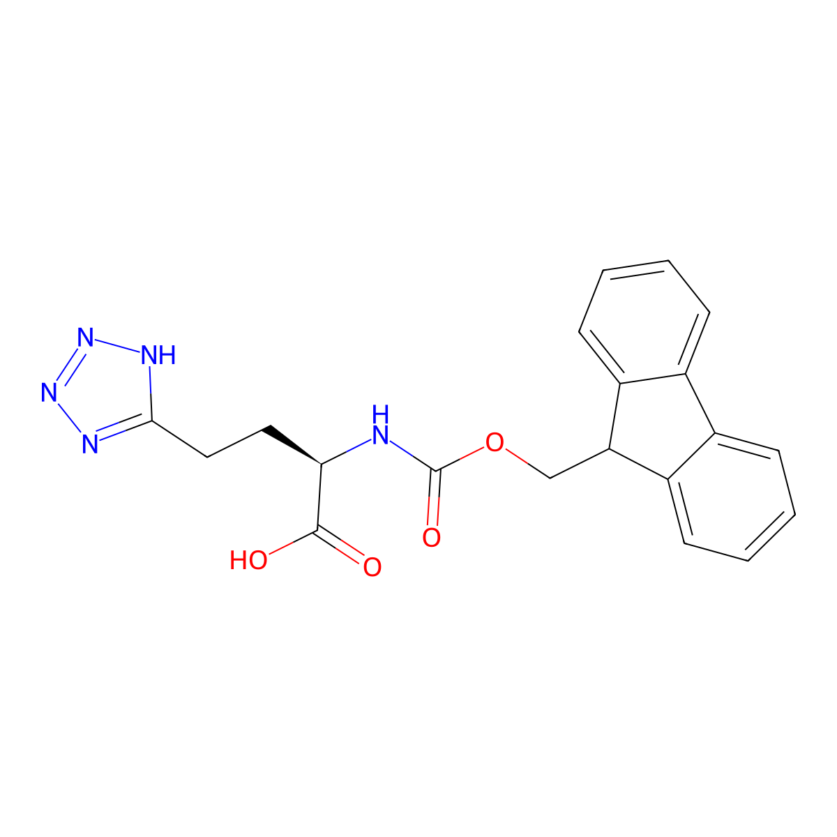 (R)-2-((((9H-Fluoren-9-yl)methoxy)carbonyl)amino)-4-(1H-tetrazol-5-yl)butanoic acid molecular structure, CAS 1464137-16-3