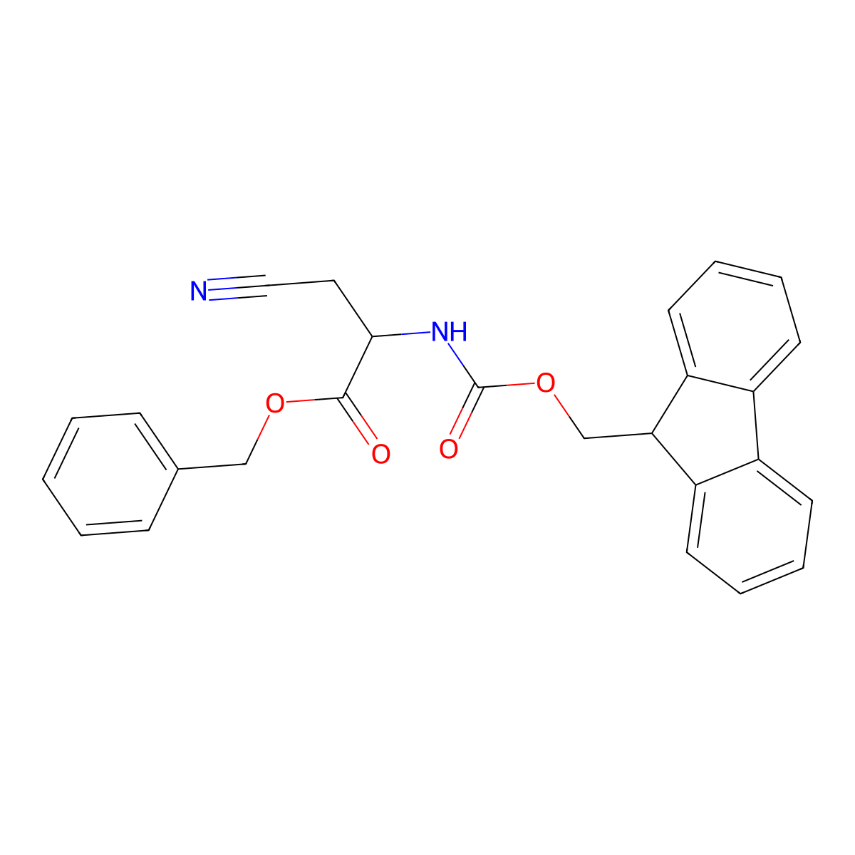 (S)-Benzyl 2-((((9H-fluoren-9-yl)methoxy)carbonyl)amino)-3-cyanopropanoate molecular structure, CAS 1464137-23-2