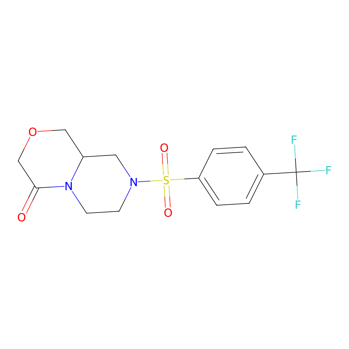 (R)-8-((4-(Trifluoromethyl)phenyl)sulfonyl)hexahydropyrazino[2,1-C][1,4]oxazin-4(3H)-one molecular structure, CAS 1464137-25-4