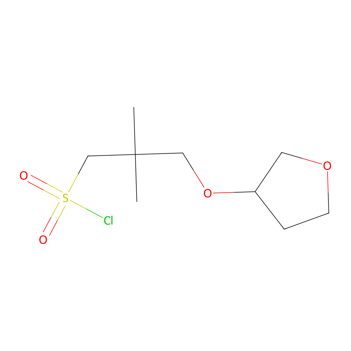 2,2-Dimethyl-3-(oxolan-3-yloxy)propane-1-sulfonyl chloride molecular structure, CAS 1464146-21-1