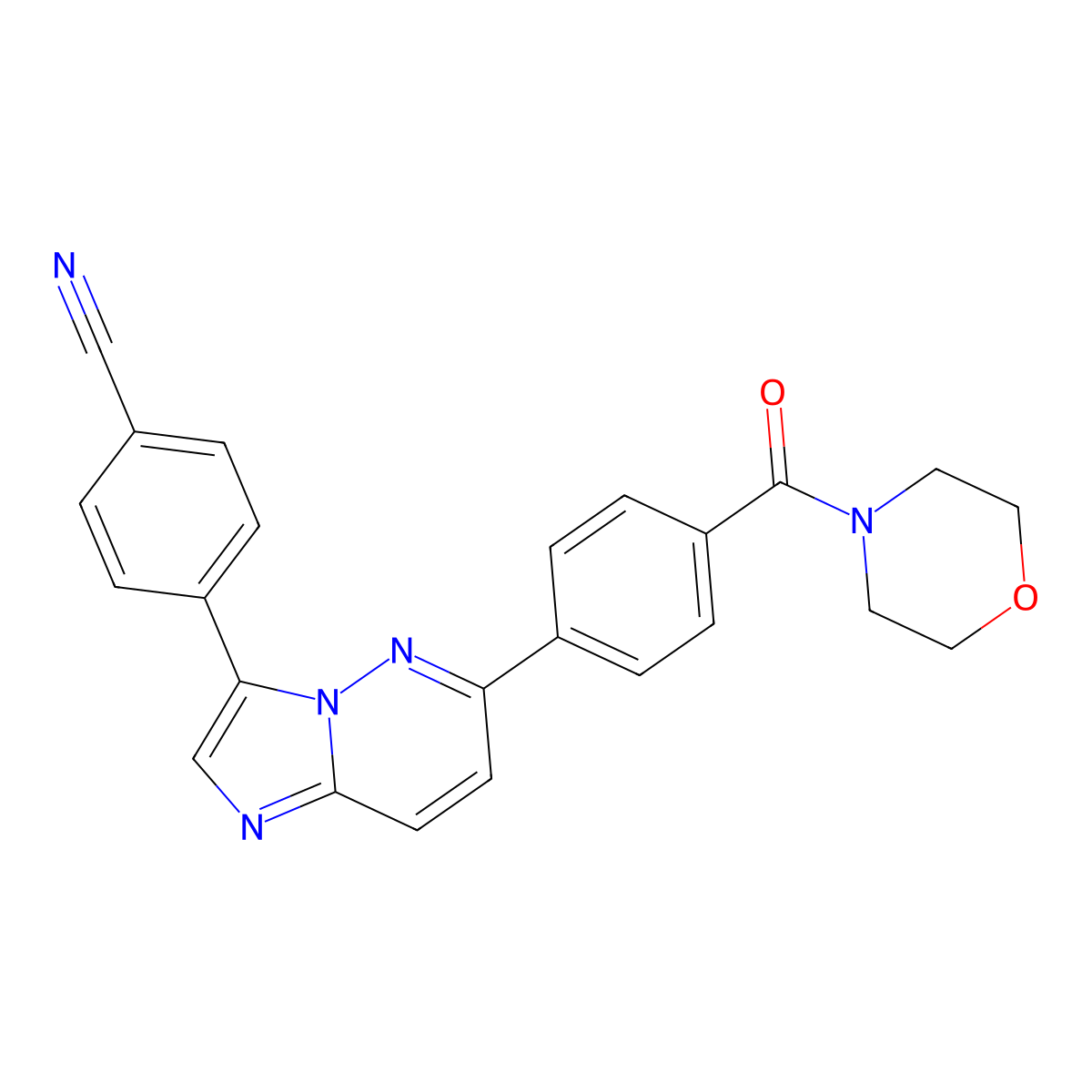 4-(6-(4-(Morpholine-4-carbonyl)phenyl)imidazo[1,2-b]pyridazin-3-yl)benzonitrile molecular structure, CAS 1464150-99-9
