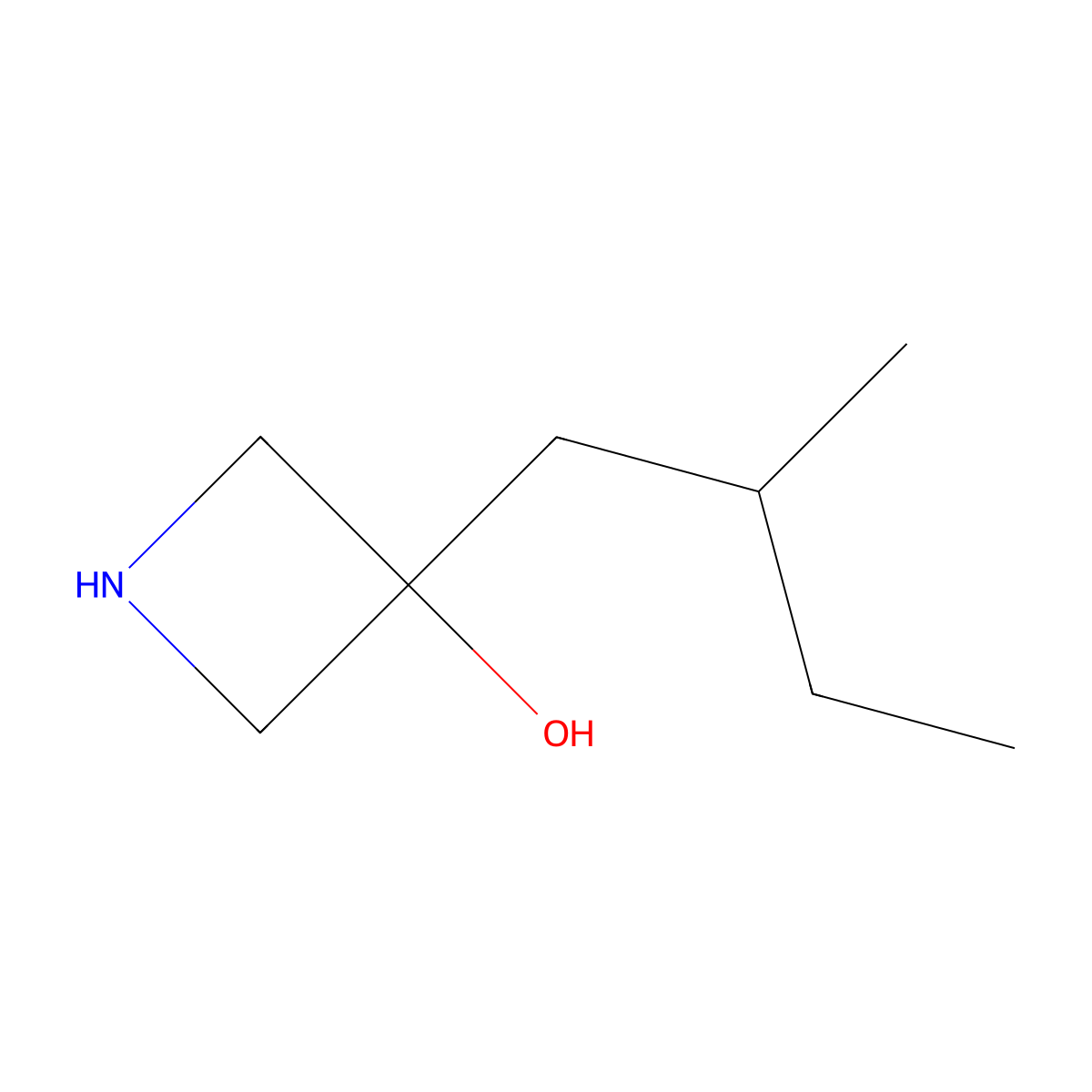 3-(2-Methylbutyl)azetidin-3-ol molecular structure, CAS 1464154-84-4