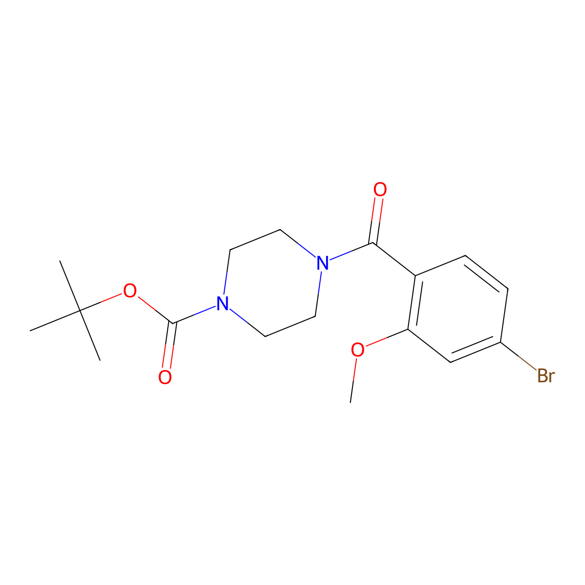 Tert-butyl 4-(4-bromo-2-methoxybenzoyl)piperazine-1-carboxylate molecular structure, CAS 1464157-34-3