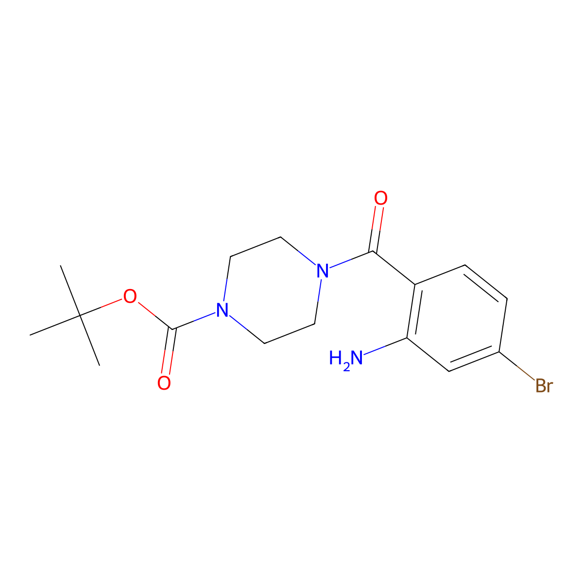 Tert-butyl 4-(2-amino-4-bromobenzoyl)piperazine-1-carboxylate molecular structure, CAS 1464158-03-9