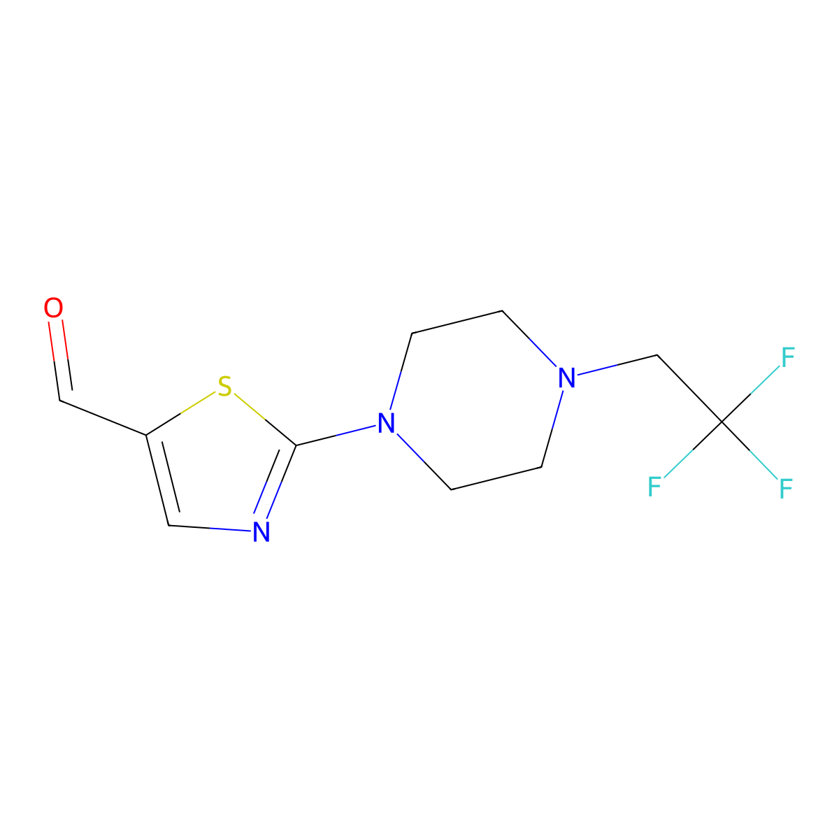 2-[4-(2,2,2-Trifluoroethyl)piperazin-1-yl]-1,3-thiazole-5-carbaldehyde molecular structure, CAS 1464162-84-2