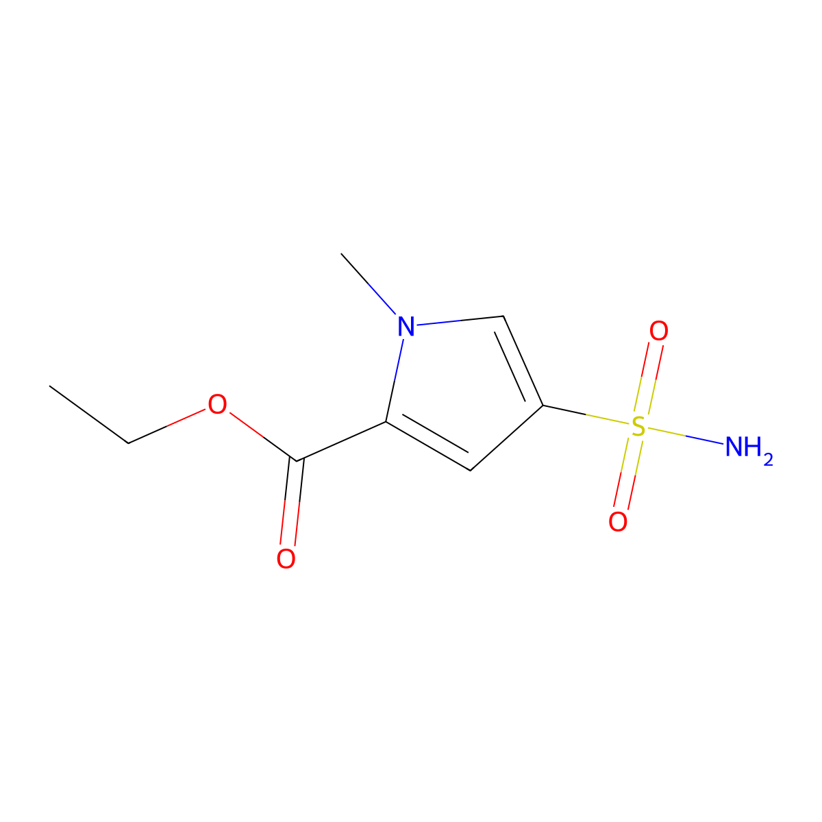 ethyl 1-methyl-4-sulfamoyl-1H-pyrrole-2-carboxylate molecular structure, CAS 1464169-61-6