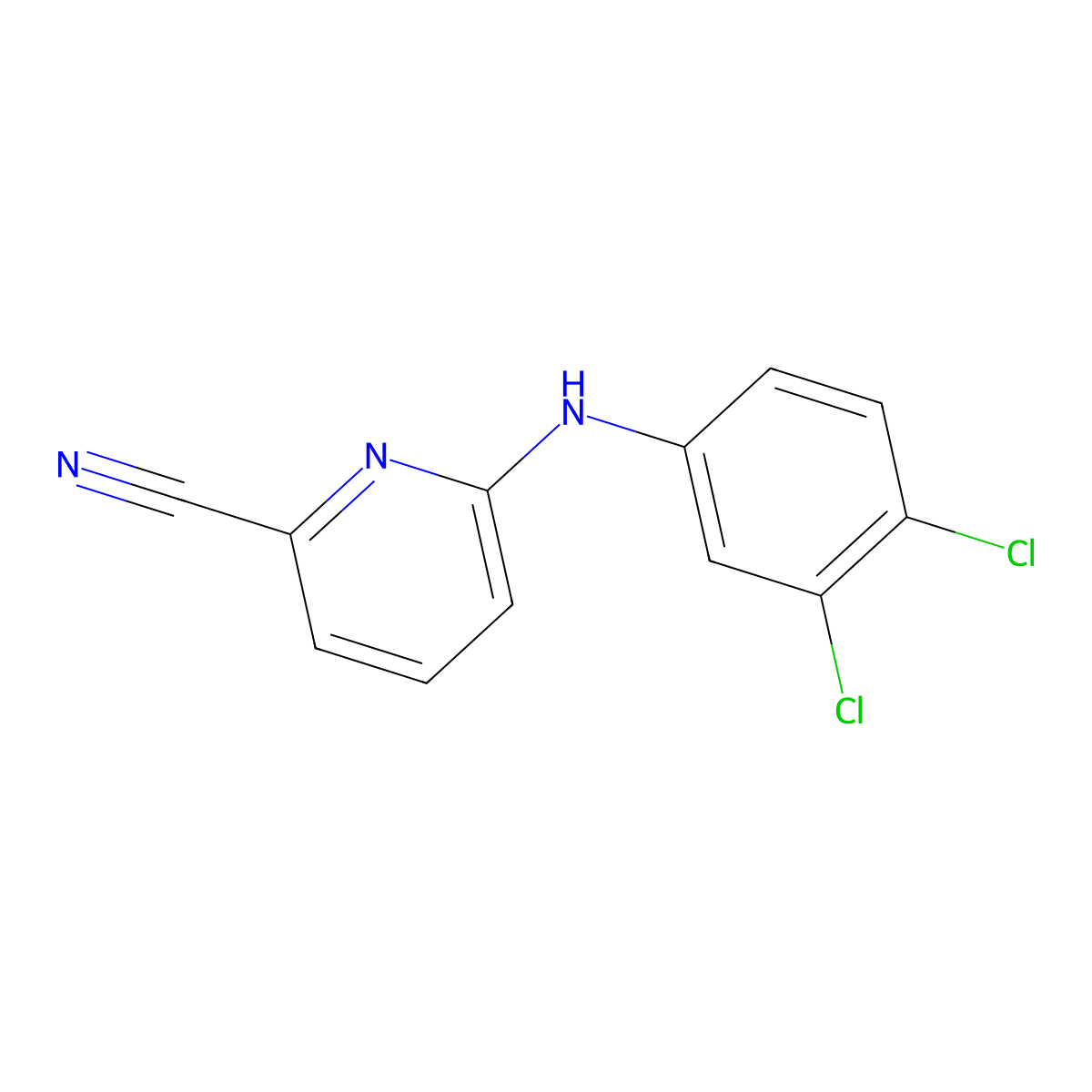 6-[(3,4-Dichlorophenyl)amino]pyridine-2-carbonitrile molecular structure, CAS 1464170-83-9