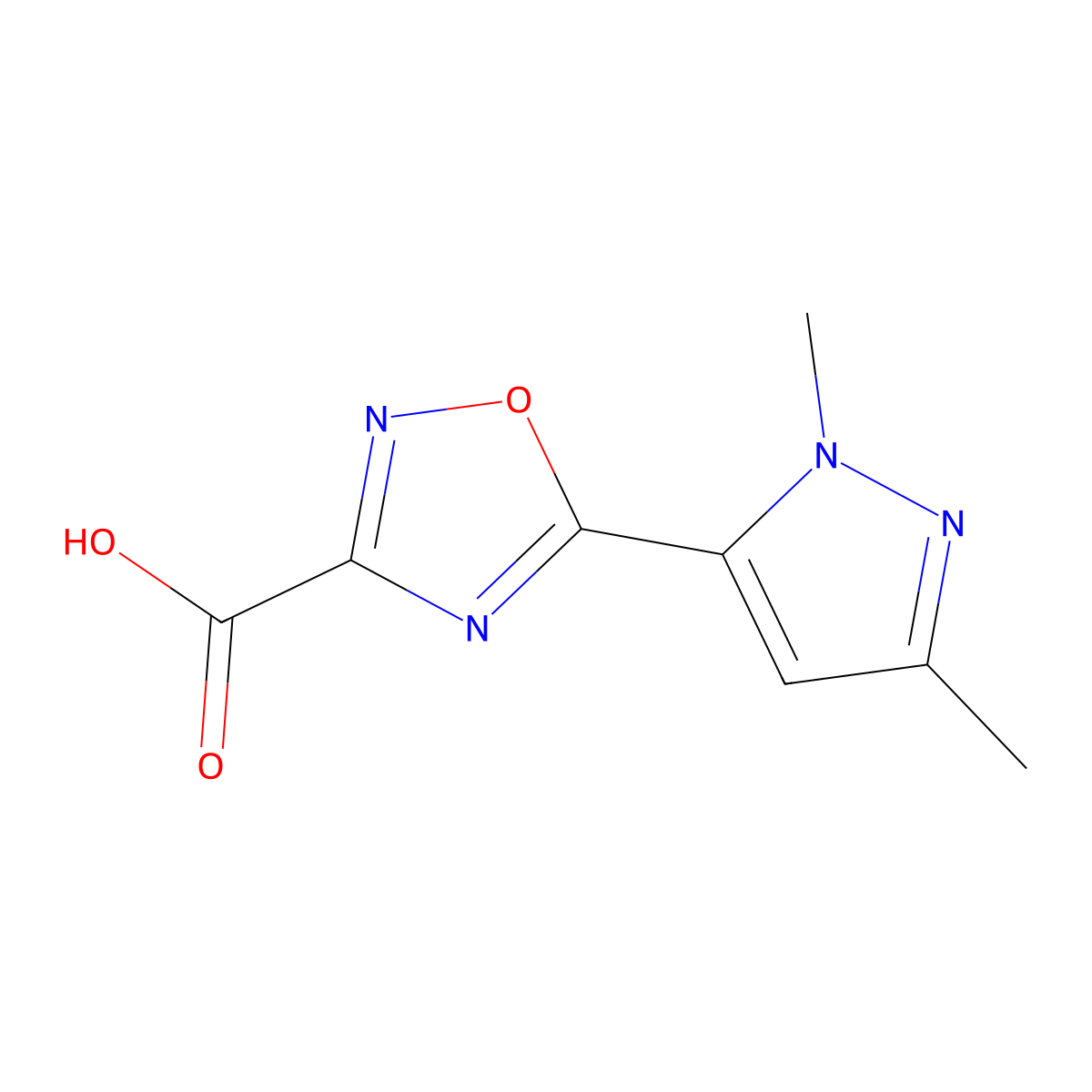 5-(1,3-dimethyl-1H-pyrazol-5-yl)-1,2,4-oxadiazole-3-carboxylic acid molecular structure, CAS 1464176-64-4