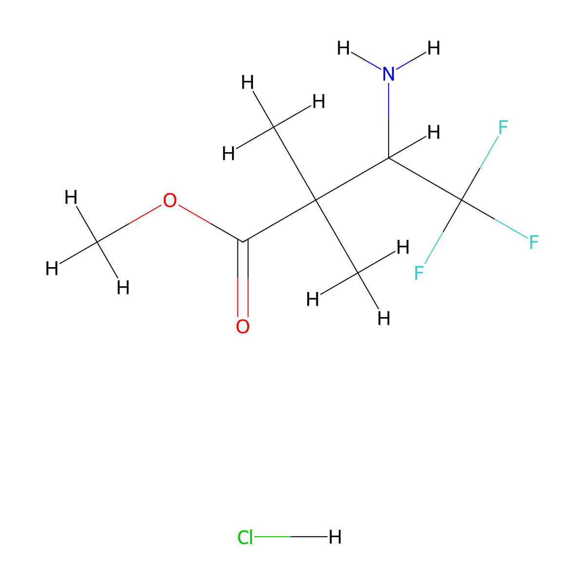 Methyl 3-amino-4,4,4-trifluoro-2,2-dimethylbutanoate hydrochloride molecular structure, CAS 146425-32-3
