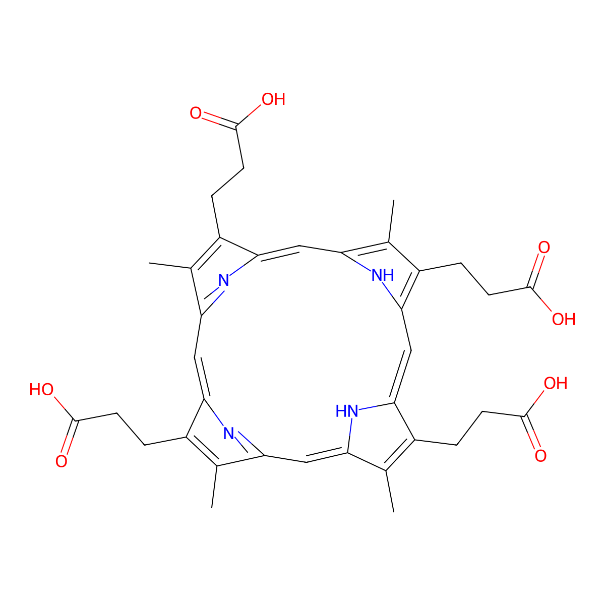Coproporphyrin III molecular structure, CAS 14643-66-4