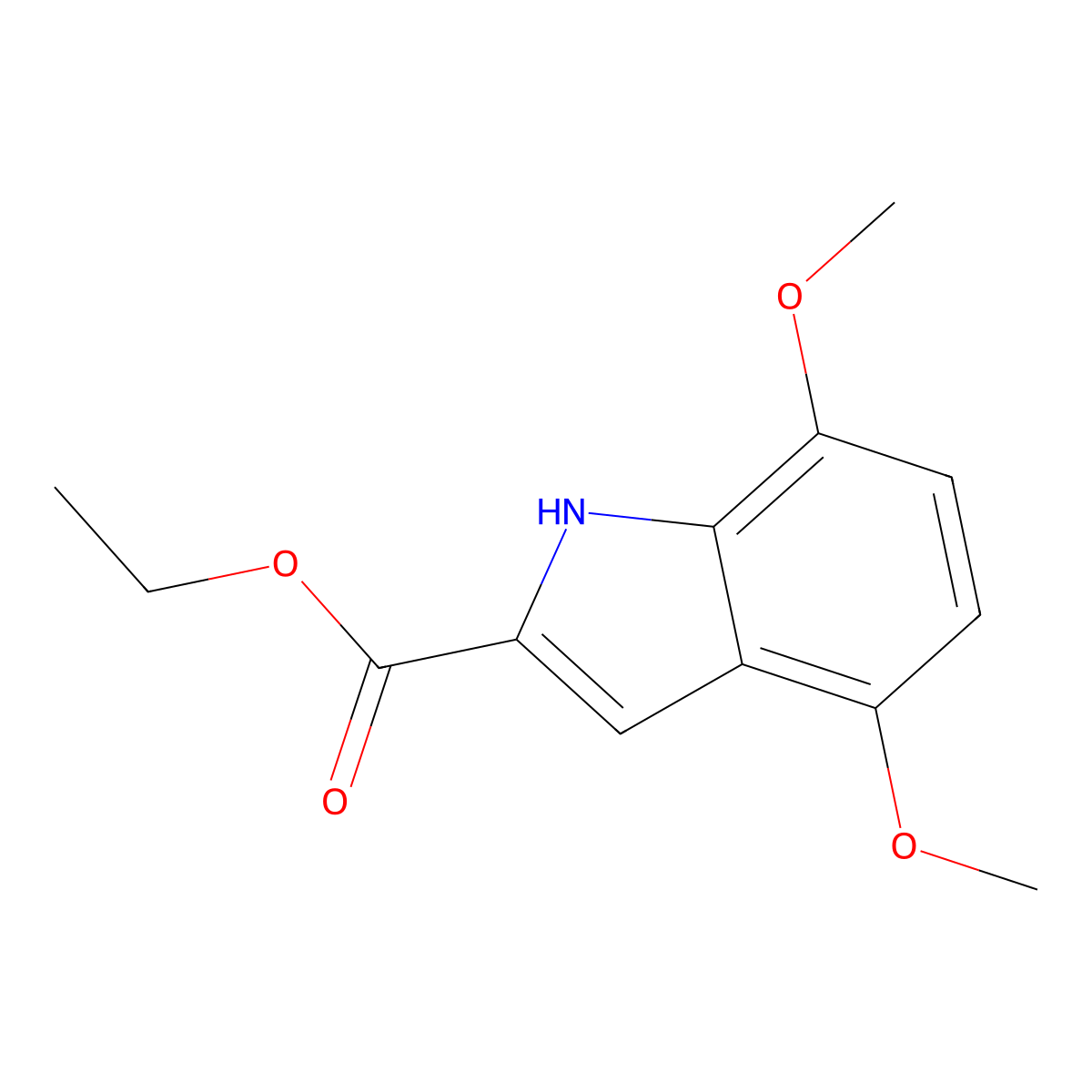 ethyl 4,7-dimethoxy-1H-indole-2-carboxylate molecular structure, CAS 146432-92-0