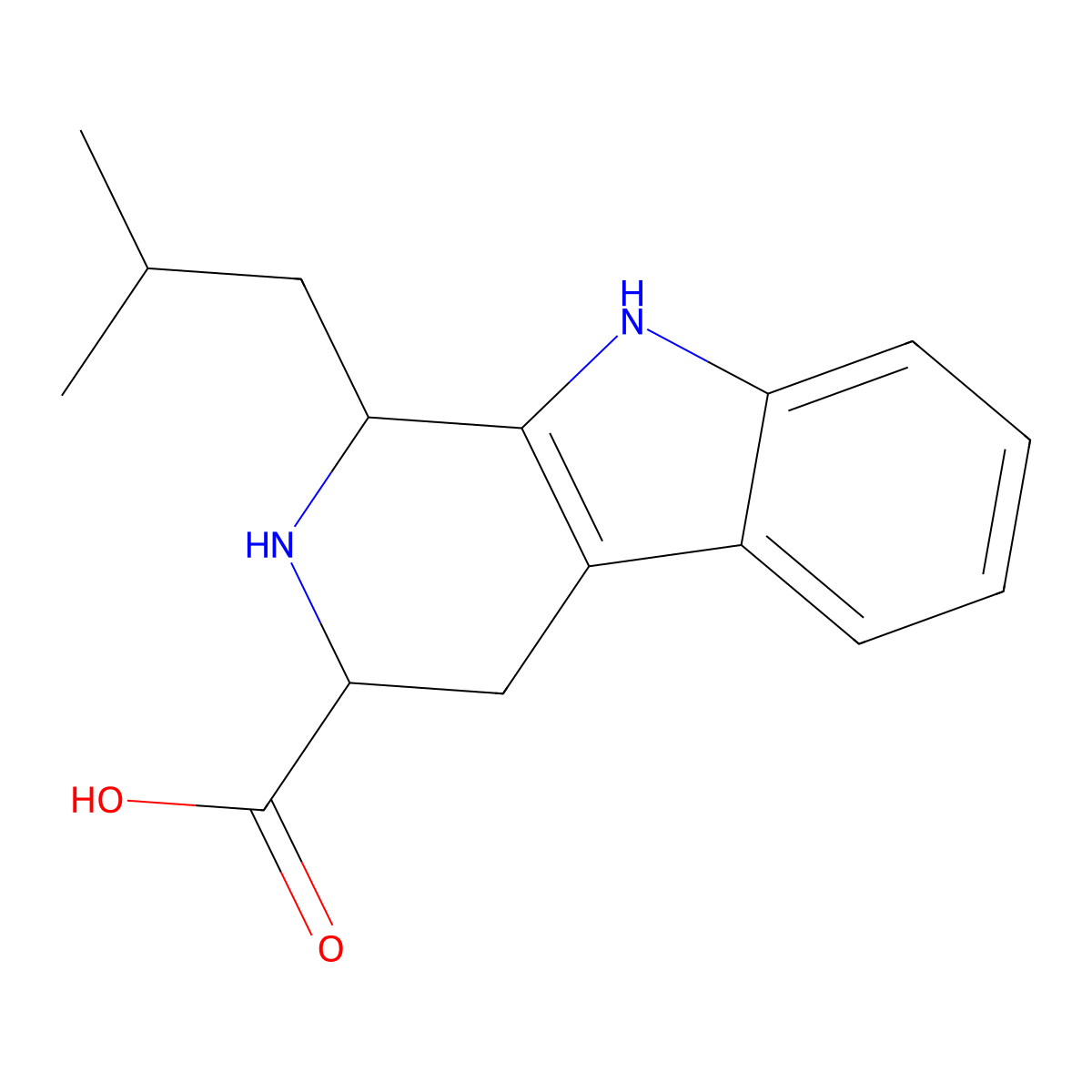 1-Isobutyl-2,3,4,9-tetrahydro-1H-pyrido[3,4-b]indole-3-carboxylic acid molecular structure, CAS 146436-31-9