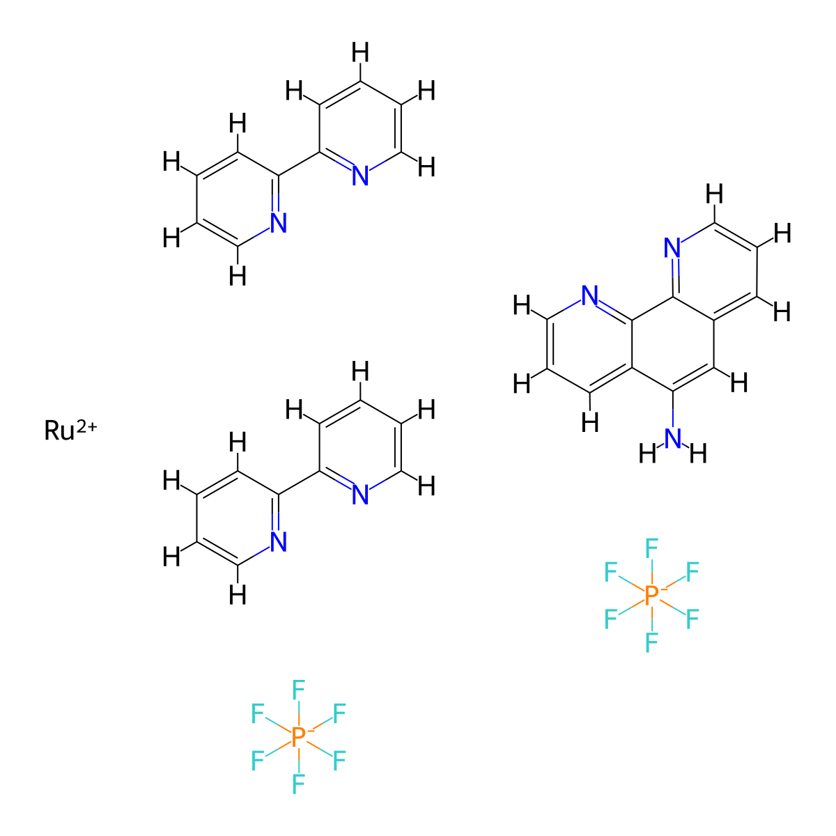 Ruthenium(2+), bis(2,2'-bipyridine-N,N')(dipyrido[3,2-a:2',3'-c]phenazine-N4,N5)-, (OC-6-21)-, bis[hexafluorophosphate(1-)] molecular structure, CAS 146441-73-8