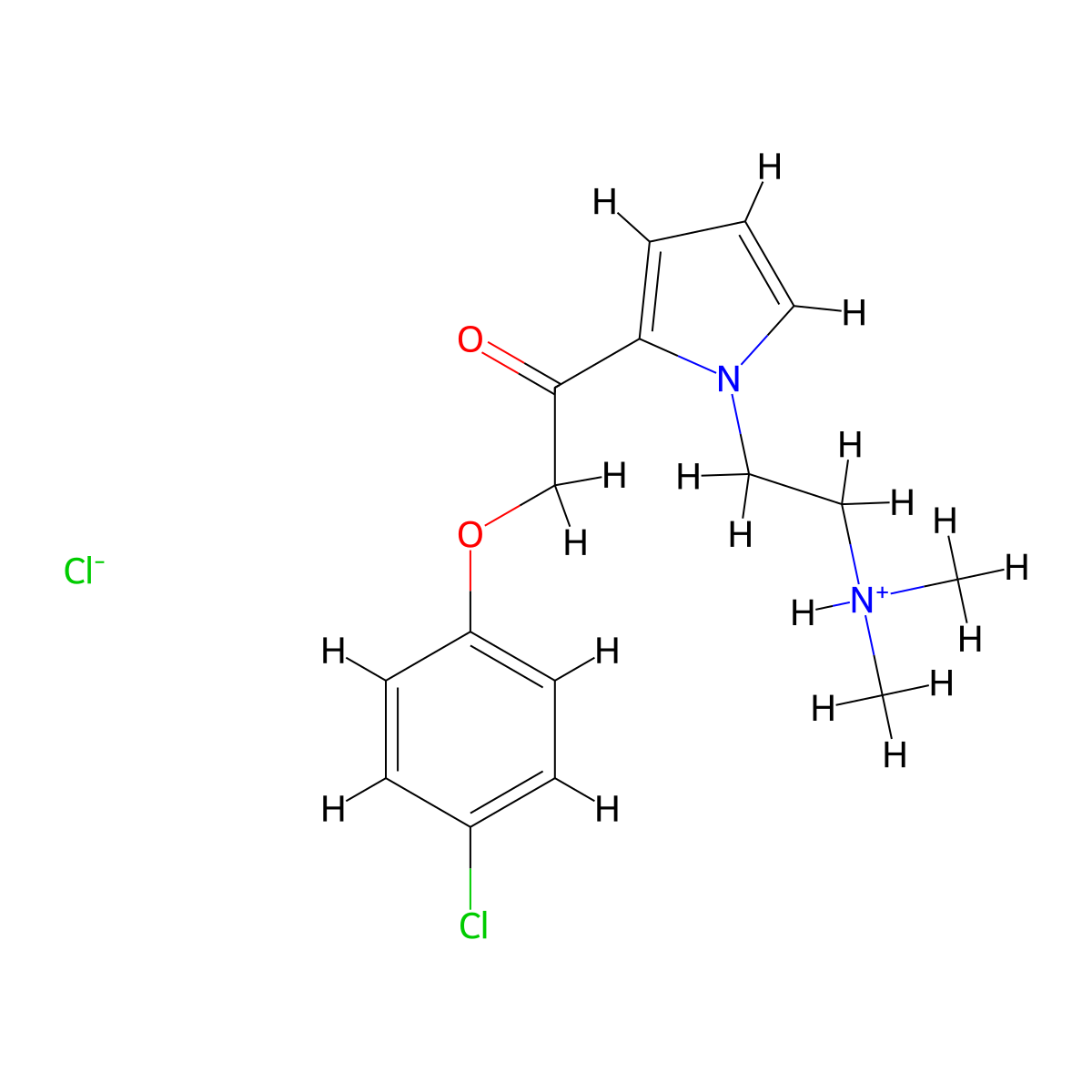 Ketone, (p-chlorophenoxy)methyl 1-(2-(dimethylamino)ethyl)pyrrol-2-yl, hydrochloride molecular structure, CAS 14646-85-6
