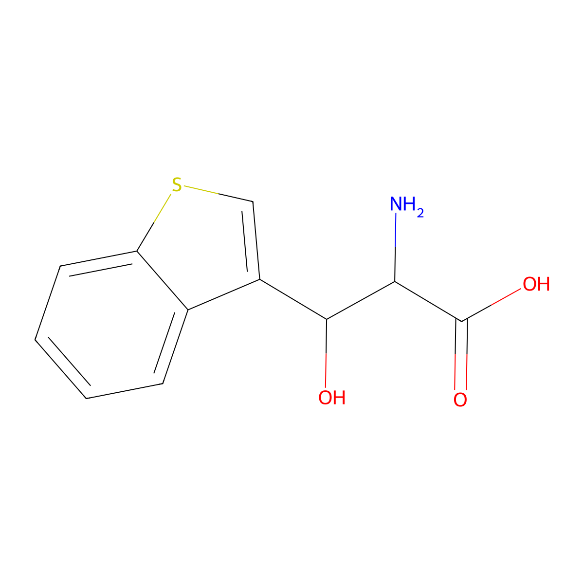 2-Amino-3-(benzo[b]thiophen-3-yl)-3-hydroxypropanoic acid molecular structure, CAS 1464778-80-0
