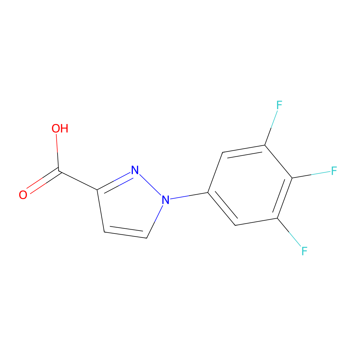 1-(3,4,5-trifluorophenyl)-1H-pyrazole-3-carboxylic acid molecular structure, CAS 1464803-79-9