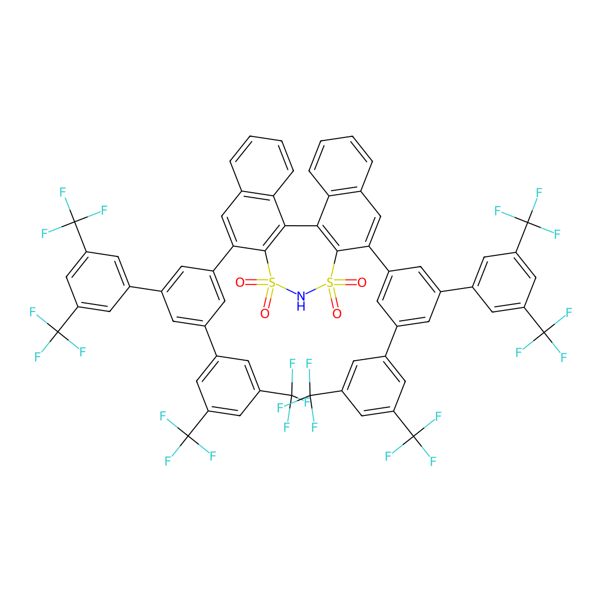 (11bR)-2,6-Bis(3,3'',5,5''-tetrakis(trifluoromethyl)-[1,1':3',1''-terphenyl]-5'-yl)-4H-dinaphtho[2,1-d:1',2'-f][1,3,2]dithiazepine 3,3,5,5-tetraoxide molecular structure, CAS 1464815-28-8