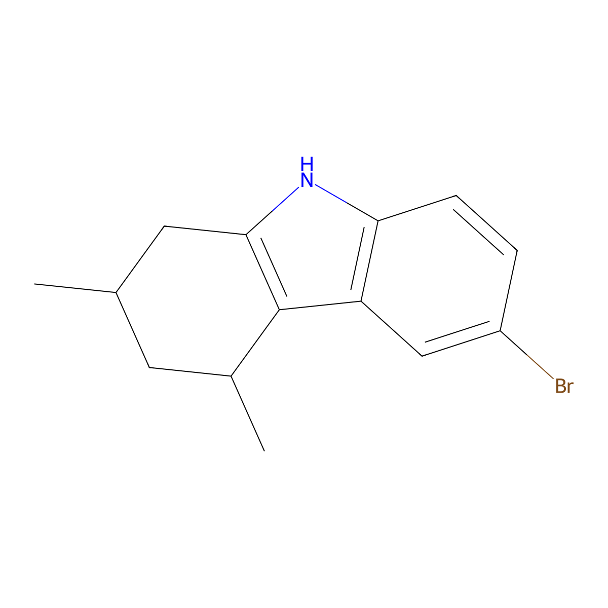 6-bromo-2,4-dimethyl-2,3,4,9-tetrahydro-1H-carbazole molecular structure, CAS 1464826-46-7