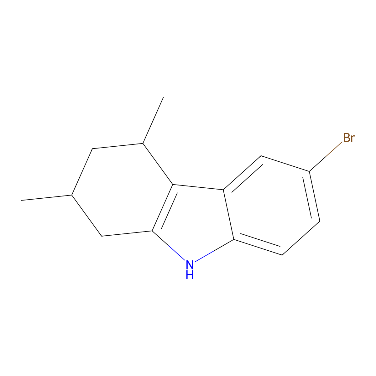 6-bromo-2,4-dimethyl-2,3,4,9-tetrahydro-1H-carbazole molecular structure, CAS 1464826-46-7