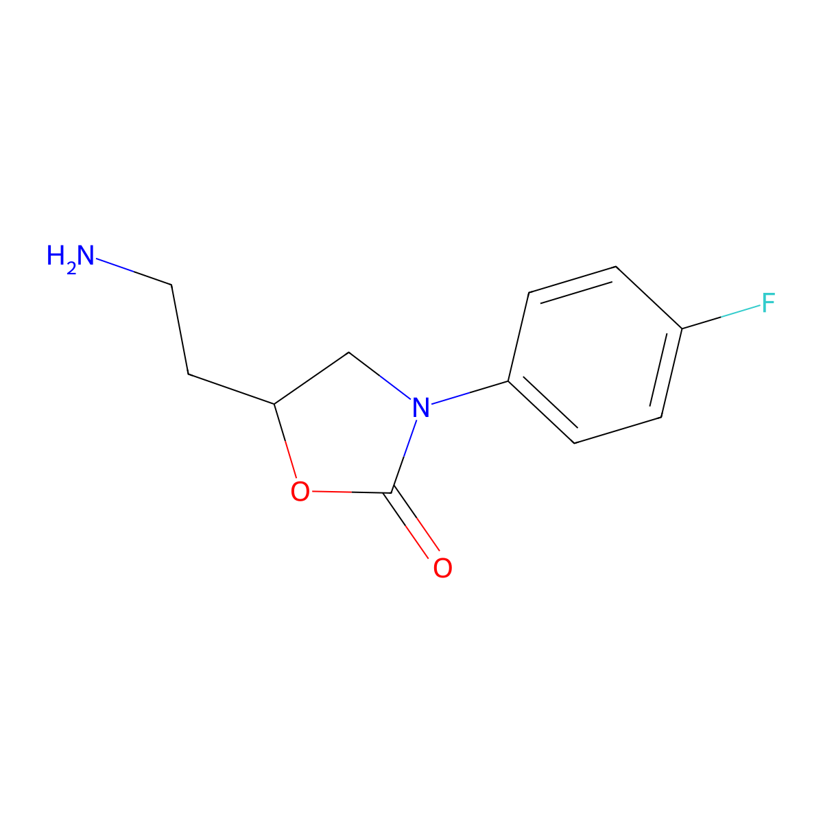5-(2-Aminoethyl)-3-(4-fluorophenyl)-1,3-oxazolidin-2-one molecular structure, CAS 1464827-87-9