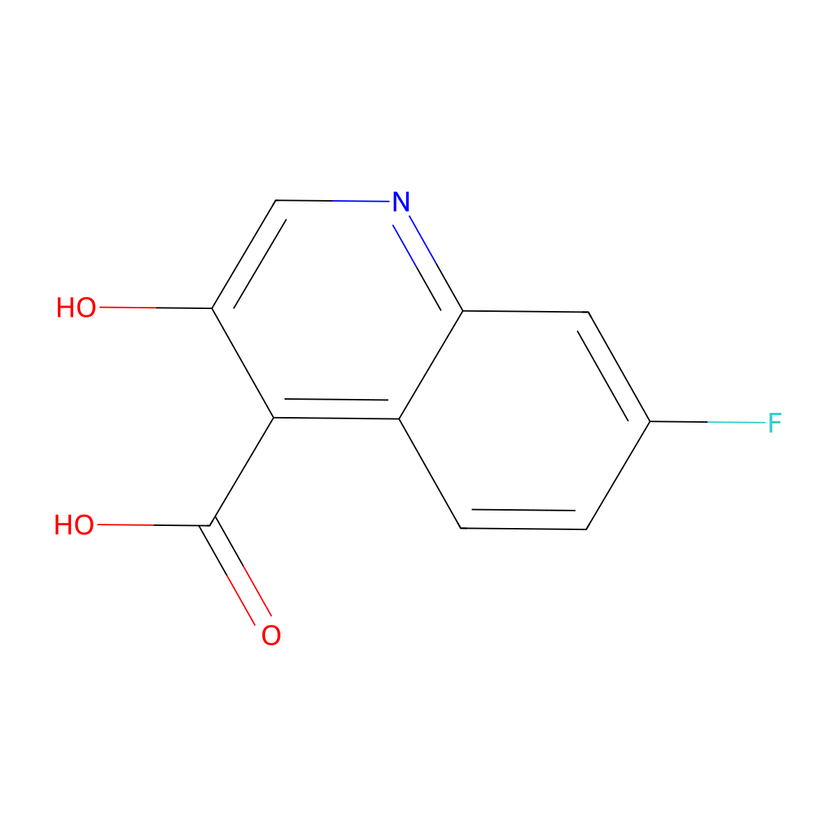 7-Fluoro-3-hydroxyquinoline-4-carboxylic acid molecular structure, CAS 1464829-28-4