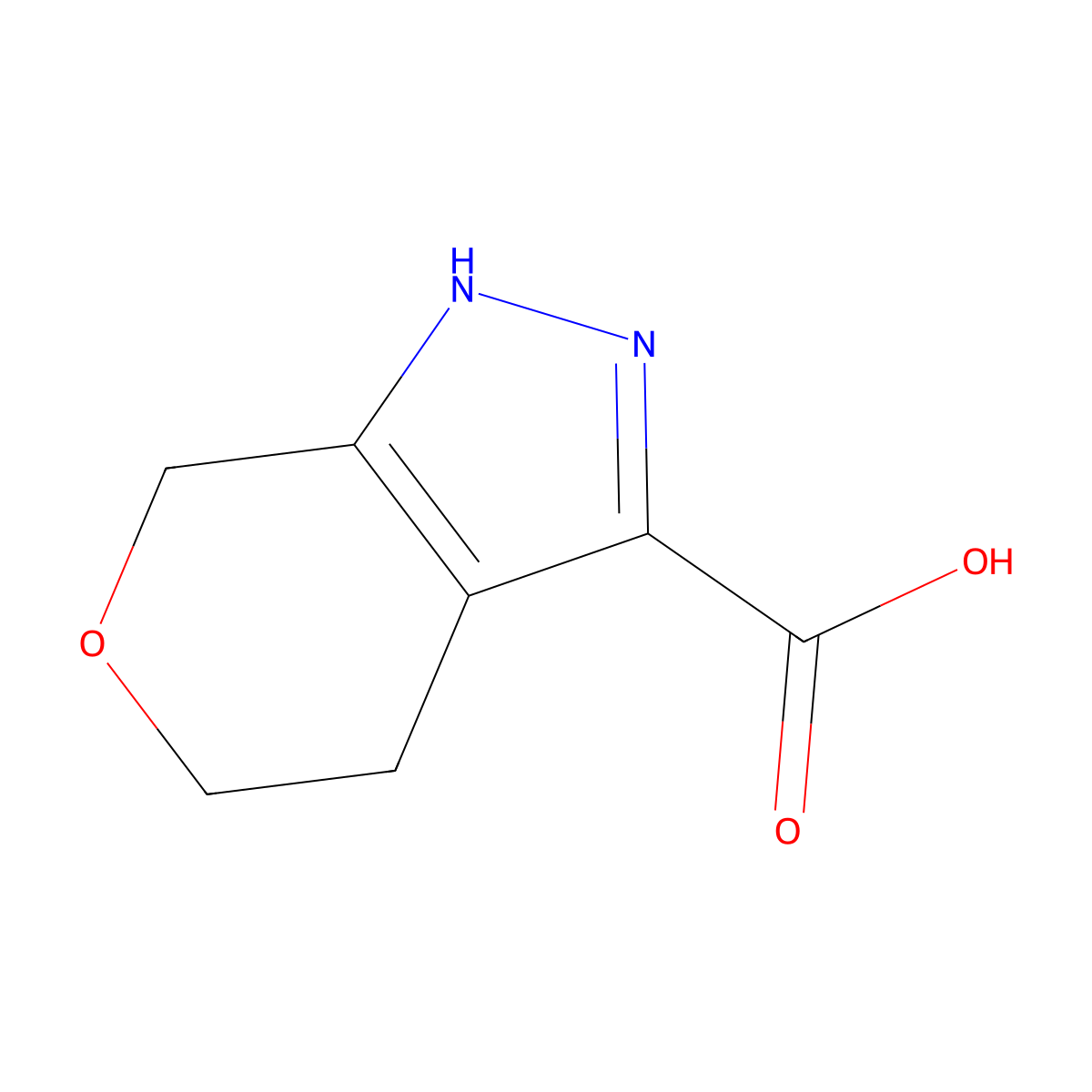 2H,4H,5H,7H-pyrano[3,4-c]pyrazole-3-carboxylic acid molecular structure, CAS 1464878-69-0