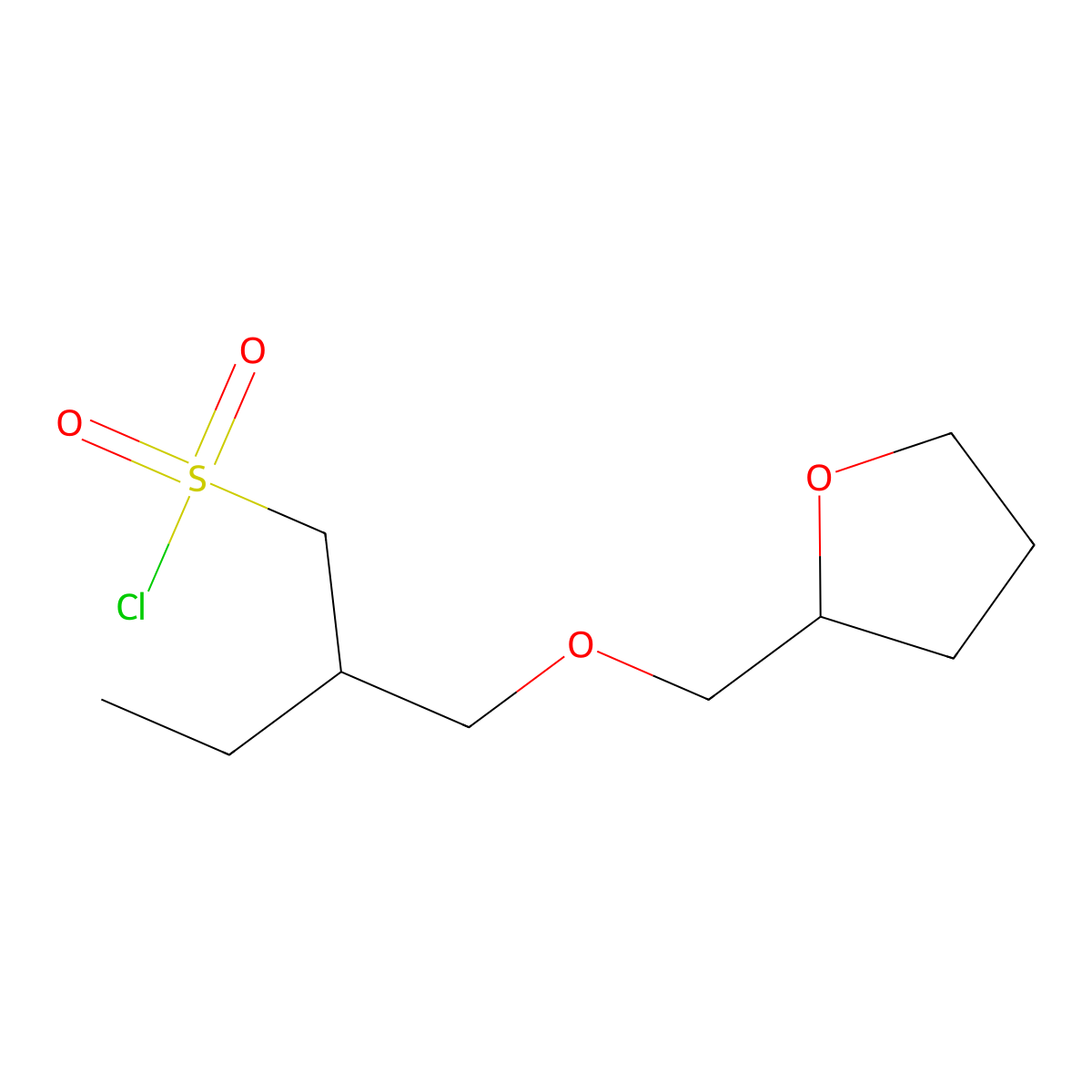 2-{[(Oxolan-2-yl)methoxy]methyl}butane-1-sulfonyl chloride molecular structure, CAS 1464880-57-6