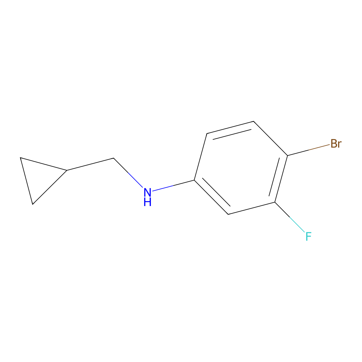 4-bromo-N-(cyclopropylmethyl)-3-fluoroaniline molecular structure, CAS 1464893-43-3