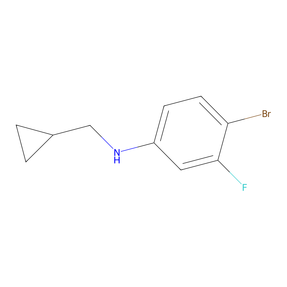 4-bromo-N-(cyclopropylmethyl)-3-fluoroaniline molecular structure, CAS 1464893-43-3