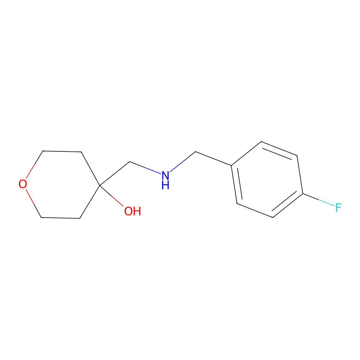 4-({[(4-Fluorophenyl)methyl]amino}methyl)oxan-4-ol molecular structure, CAS 1464897-20-8