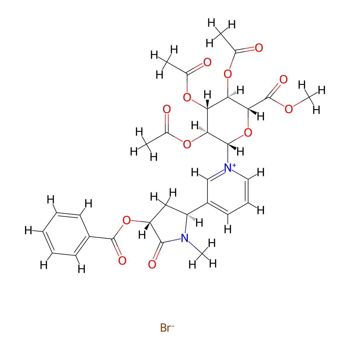 trans-3'-Benzoyloxy Cotinine 2,3,4-Tri-O-acetyl-N-|A-D-glucuronide Methyl Ester Bromide molecular structure, CAS 146490-58-6