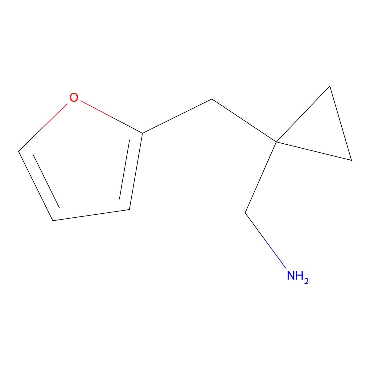 (1-(Furan-2-ylmethyl)cyclopropyl)methanamine molecular structure, CAS 1464902-51-9