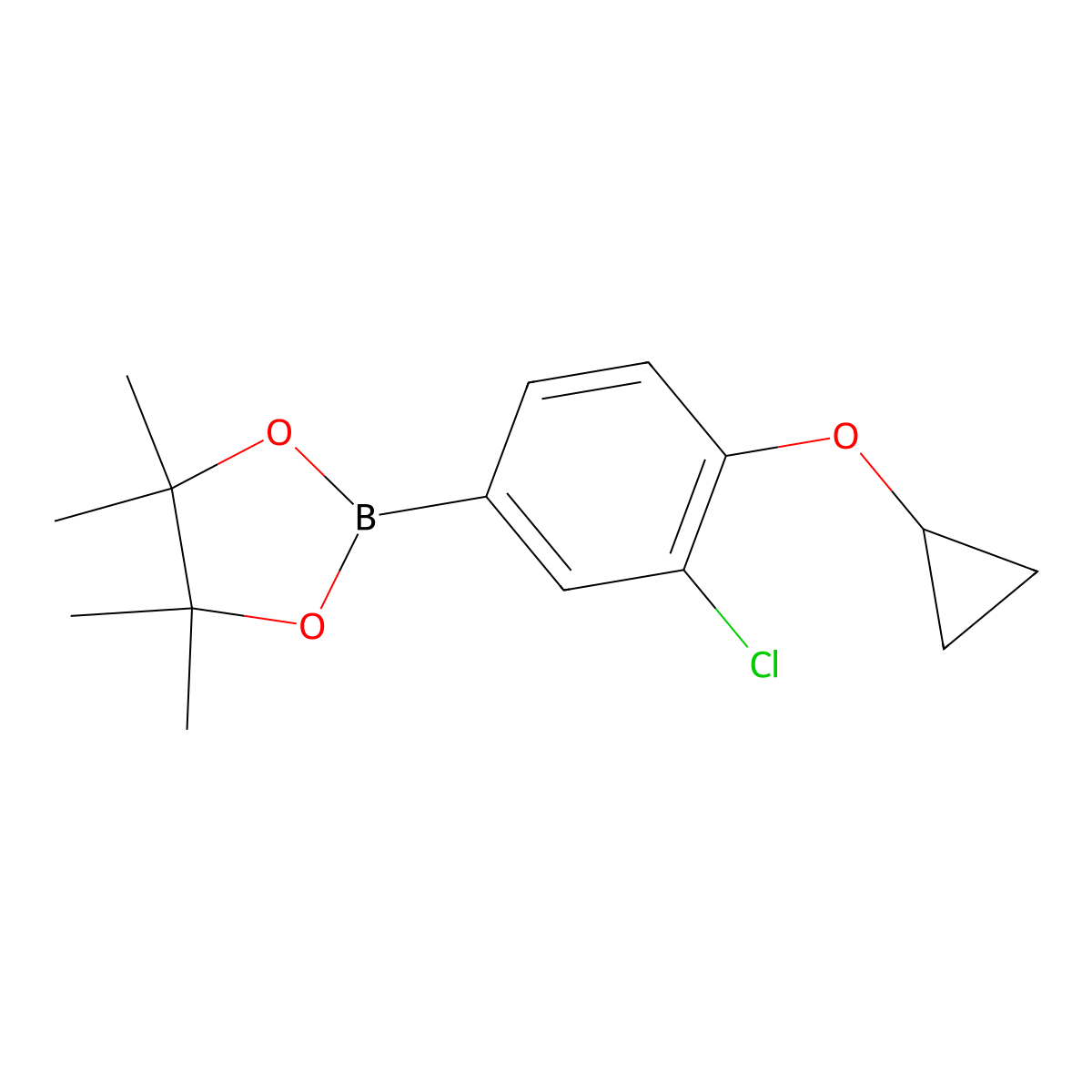 2-(3-Chloro-4-cyclopropoxyphenyl)-4,4,5,5-tetramethyl-1,3,2-dioxaborolane molecular structure, CAS 1464924-99-9