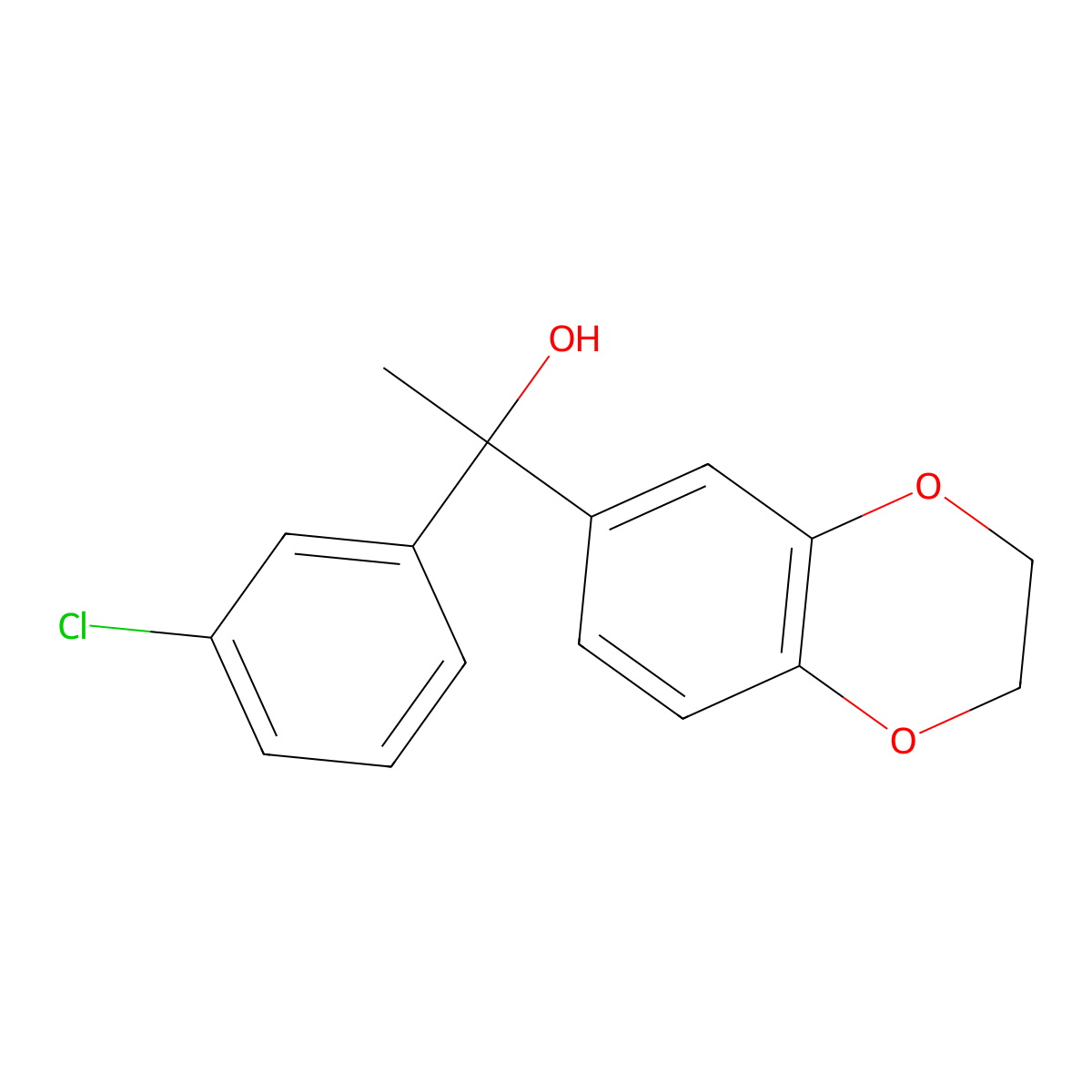 1,4-Benzodioxin-6-methanol, alpha-(3-chlorophenyl)-2,3-dihydro-alpha-methyl- molecular structure, CAS 1464926-21-3