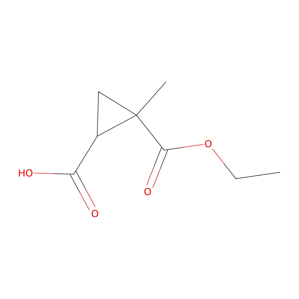rac-(1R,2R)-2-(ethoxycarbonyl)-2-methylcyclopropane-1-carboxylicacid,cis molecular structure, CAS 1464926-64-4
