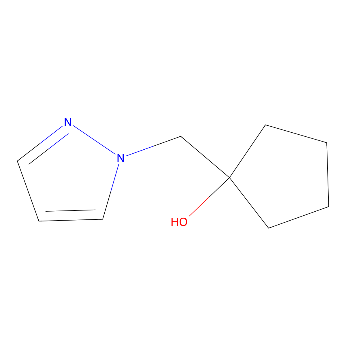 1-[(1H-pyrazol-1-yl)methyl]cyclopentan-1-ol molecular structure, CAS 1464933-65-0