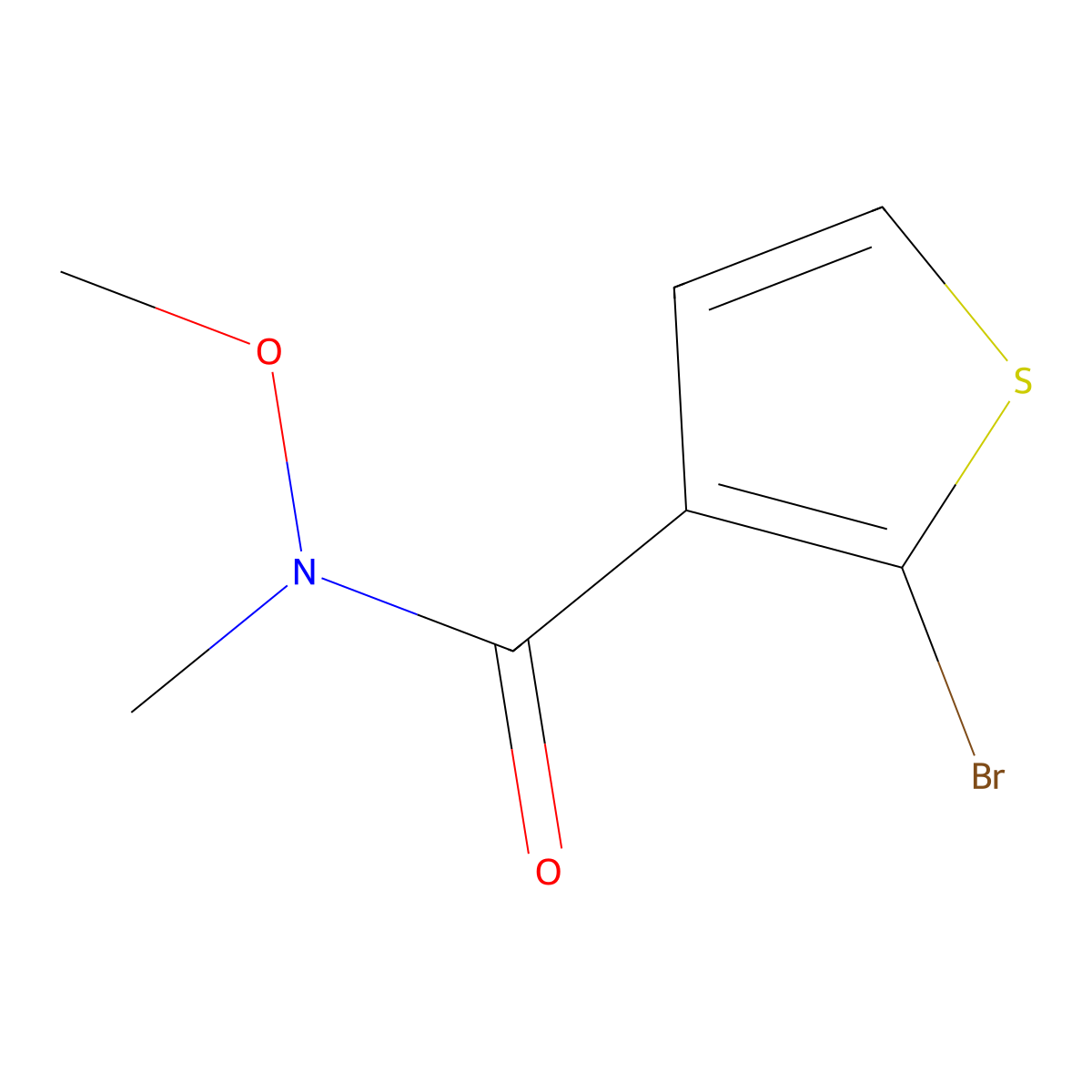 2-bromo-N-methoxy-N-methylthiophene-3-carboxamide molecular structure, CAS 1464940-44-0