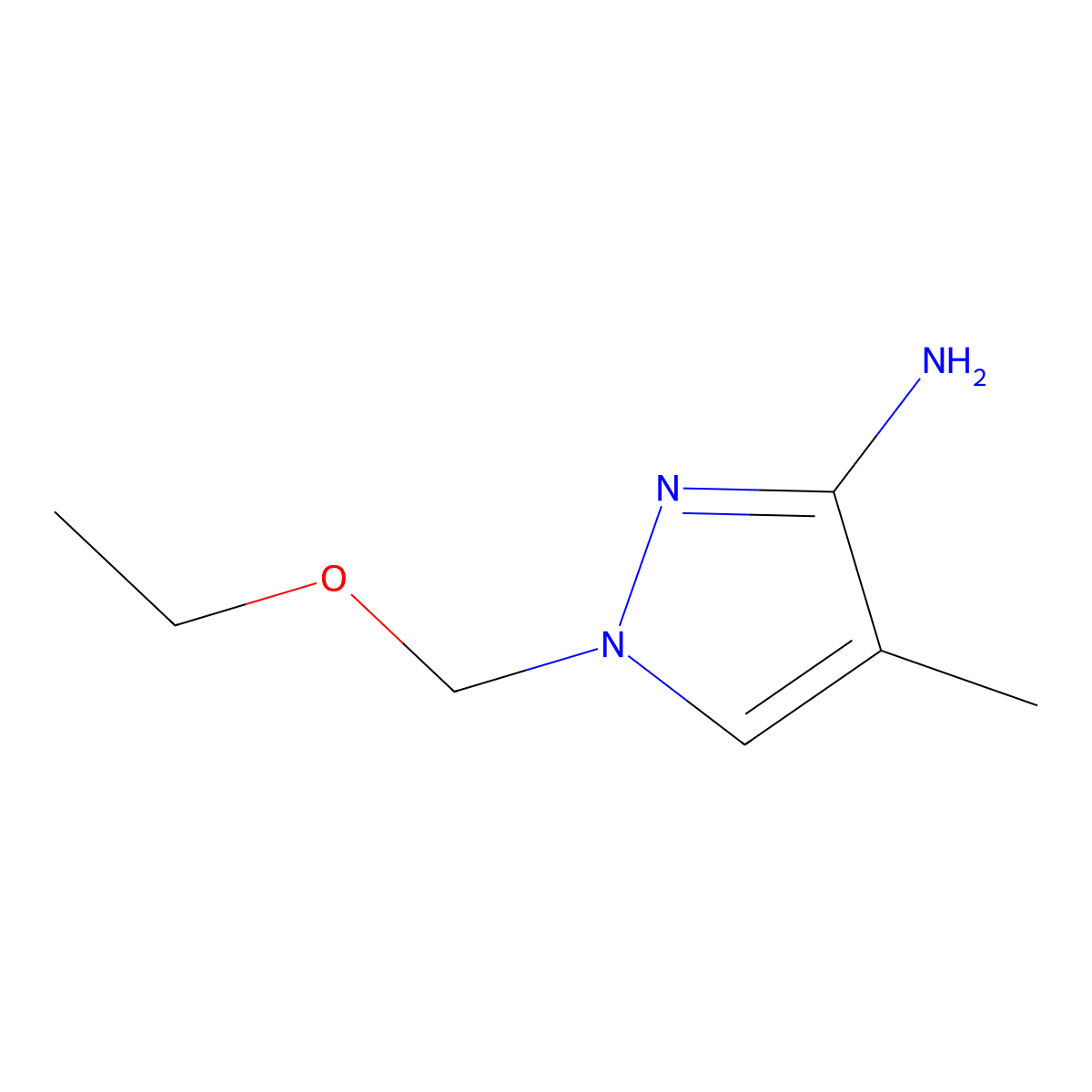 1-(ethoxymethyl)-4-methyl-1H-pyrazol-3-amine molecular structure, CAS 1464959-67-8