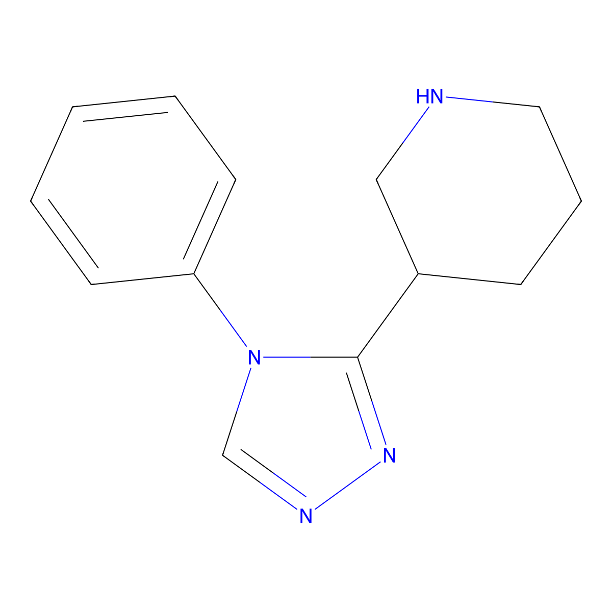 3-(4-phenyl-4H-1,2,4-triazol-3-yl)piperidine molecular structure, CAS 1464966-76-4