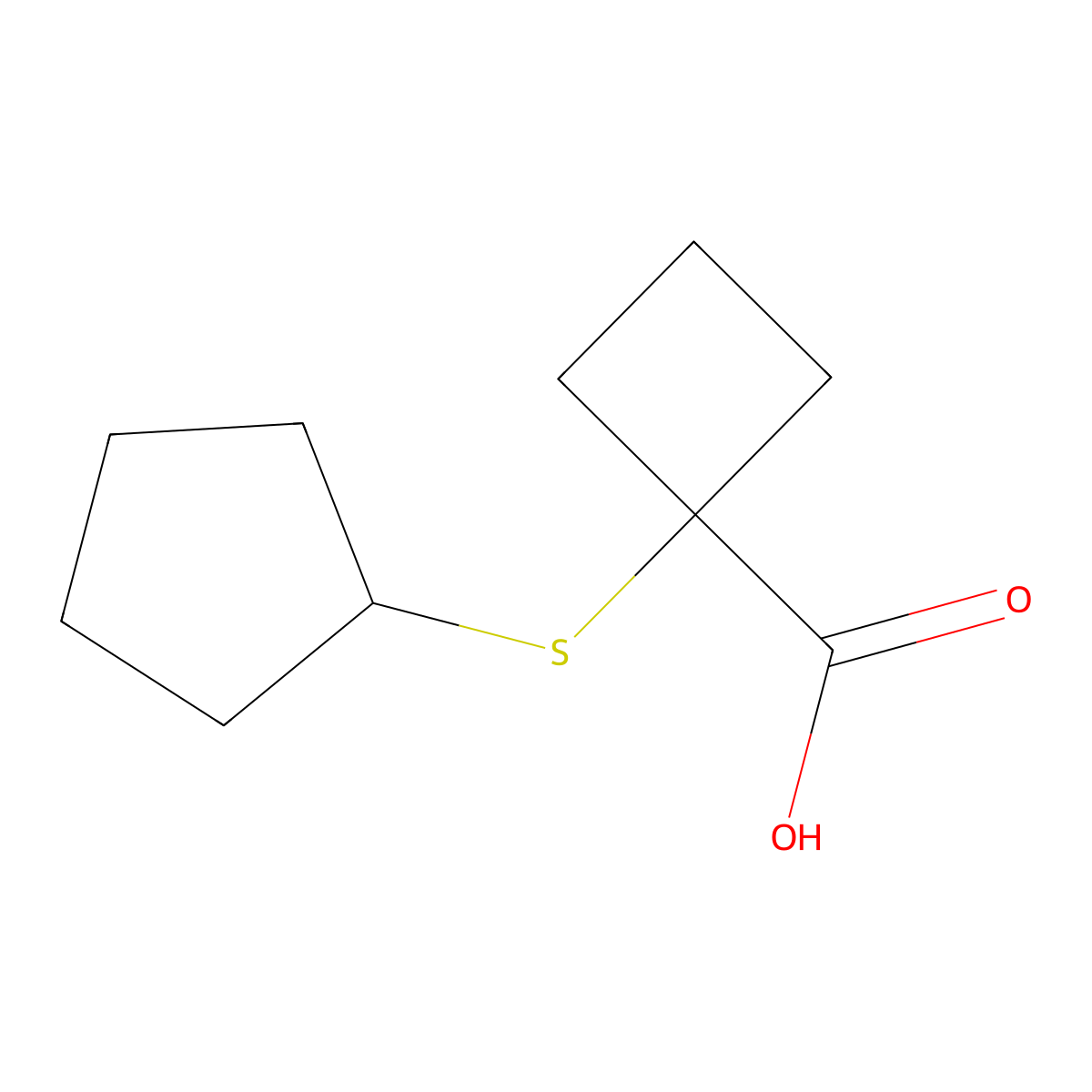1-(Cyclopentylsulfanyl)cyclobutane-1-carboxylic acid molecular structure, CAS 1464966-95-7