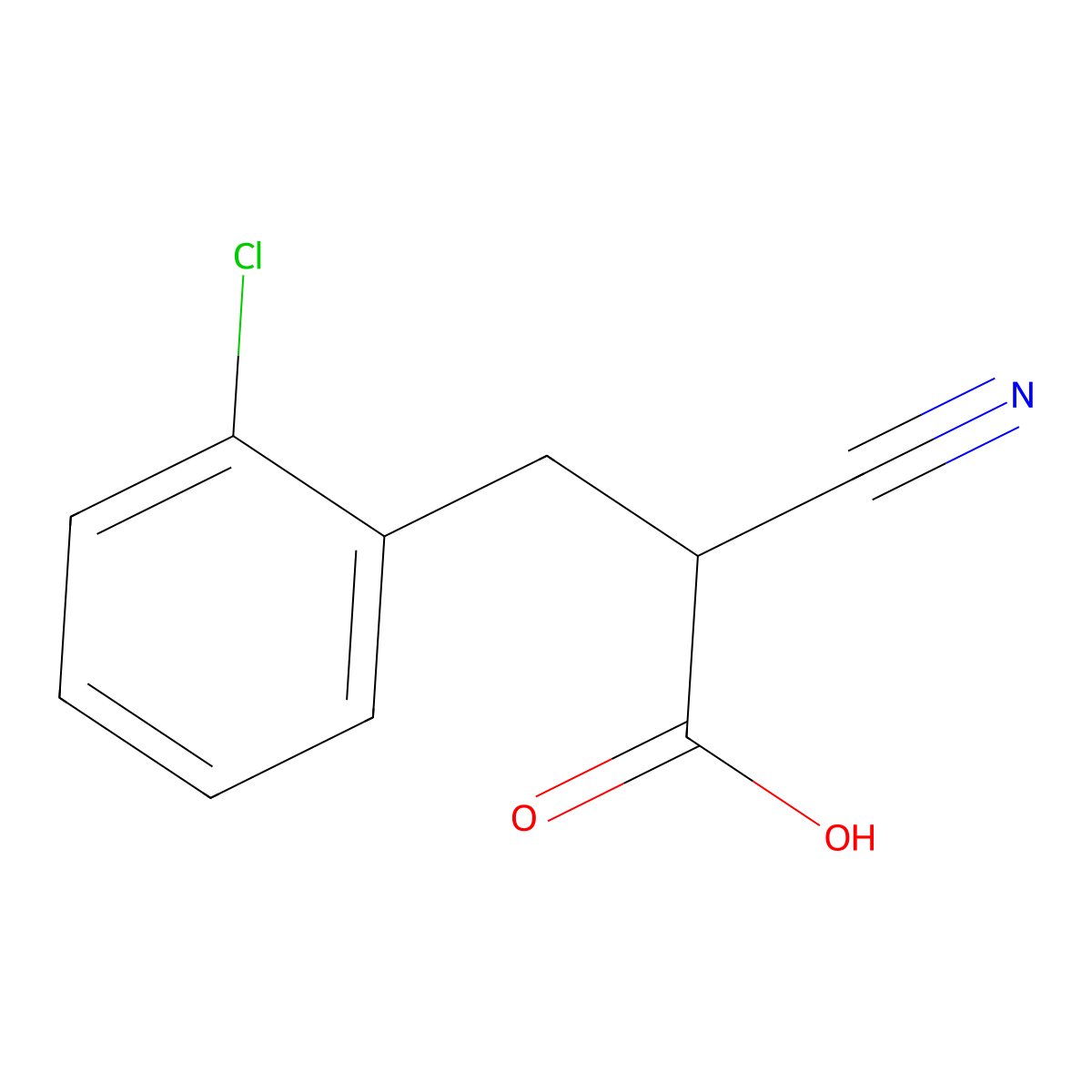3-(2-Chlorophenyl)-2-cyanopropionic acid molecular structure, CAS 14650-19-2