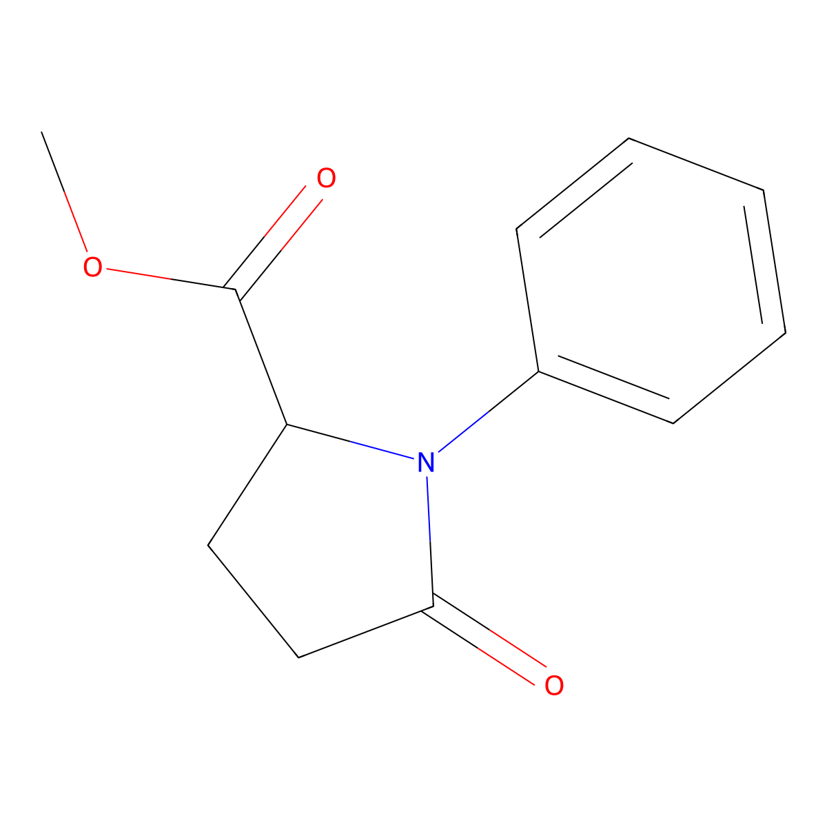 Methyl 5-oxo-1-phenylpyrrolidine-2-carboxylate molecular structure, CAS 146500-35-8